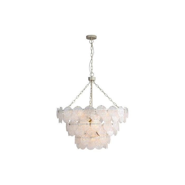 Golden Cascada 32" LED Pendant, Aegean Silver/Cloud Glass - 6007-32AGS-CCG