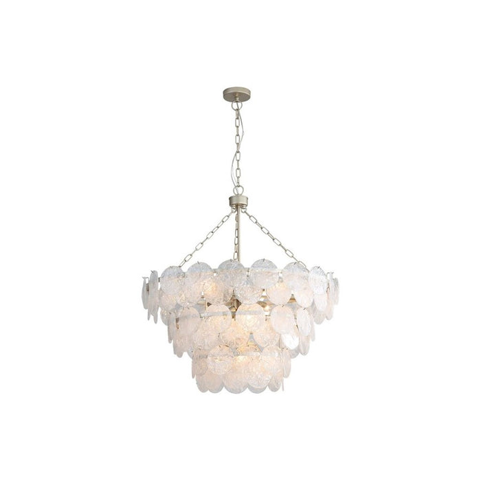 Golden Cascada 32" LED Pendant, Aegean Silver/Cloud Glass