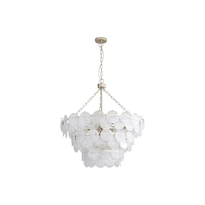 Golden Cascada 32" LED Pendant, Aegean Silver/Cloud Glass