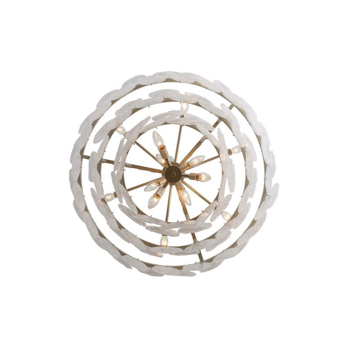 Golden Cascada 32" LED Pendant, Aegean Silver/Cloud Glass