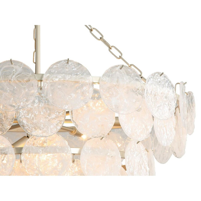 Golden Cascada 32" LED Pendant, Aegean Silver/Cloud Glass