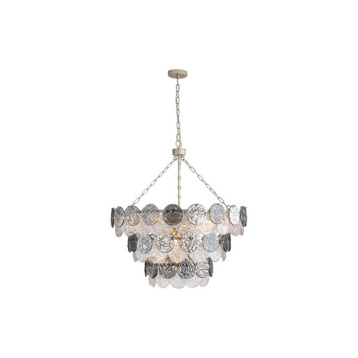 Golden Cascada 32" LED Pendant, Aegean Silver/Smoke Glass - 6007-32AGS-SPG