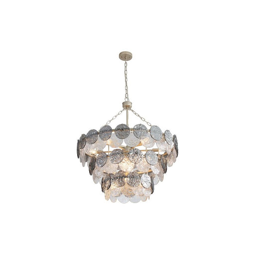 Golden Cascada 32" LED Pendant, Aegean Silver/Smoke Glass