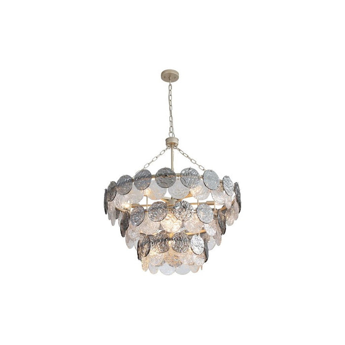 Golden Cascada 32" LED Pendant, Aegean Silver/Smoke Glass