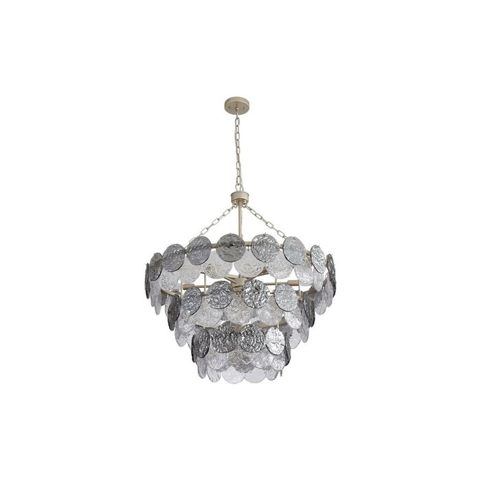 Golden Cascada 32" LED Pendant, Aegean Silver/Smoke Glass