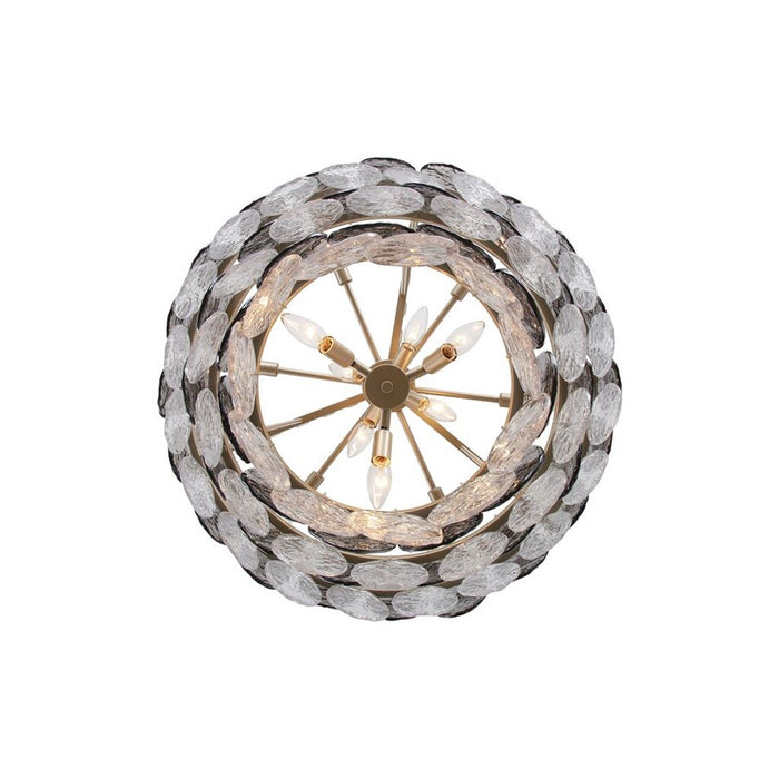 Golden Cascada 32" LED Pendant, Aegean Silver/Smoke Glass