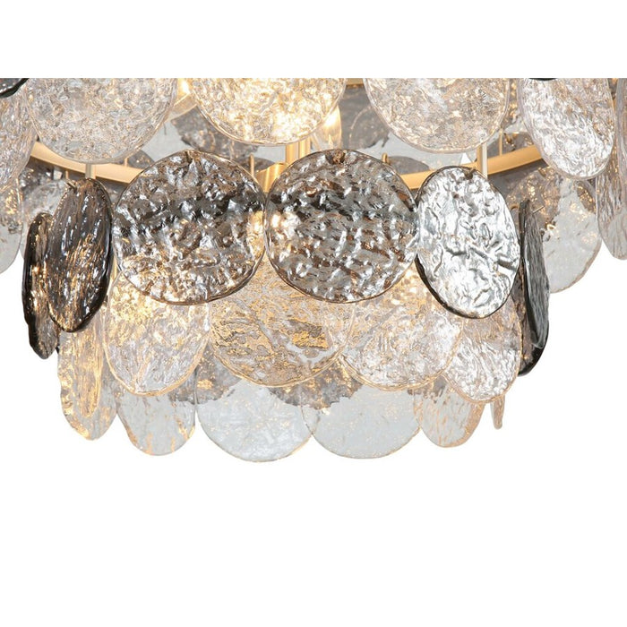 Golden Cascada 32" LED Pendant, Aegean Silver/Smoke Glass