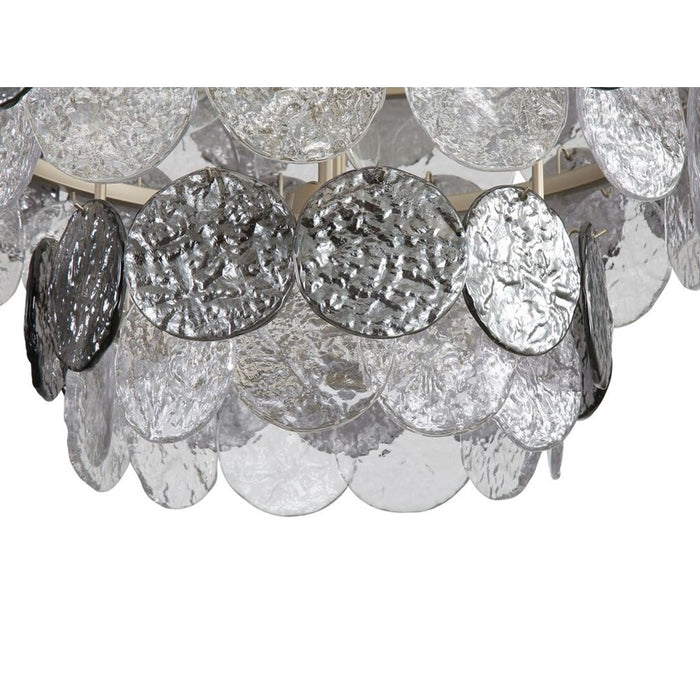 Golden Cascada 32" LED Pendant, Aegean Silver/Smoke Glass