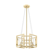Golden Lighting Marco 16in 4-Light Pendant | Modern Brushed Champagne Brass and Clear Glass | Kitchen Island & Dining Room | Model 6068-4P BCB