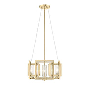 Golden Lighting Marco 16in 4-Light Pendant | Modern Brushed Champagne Brass and Clear Glass | Kitchen Island & Dining Room | Model 6068-4P BCB