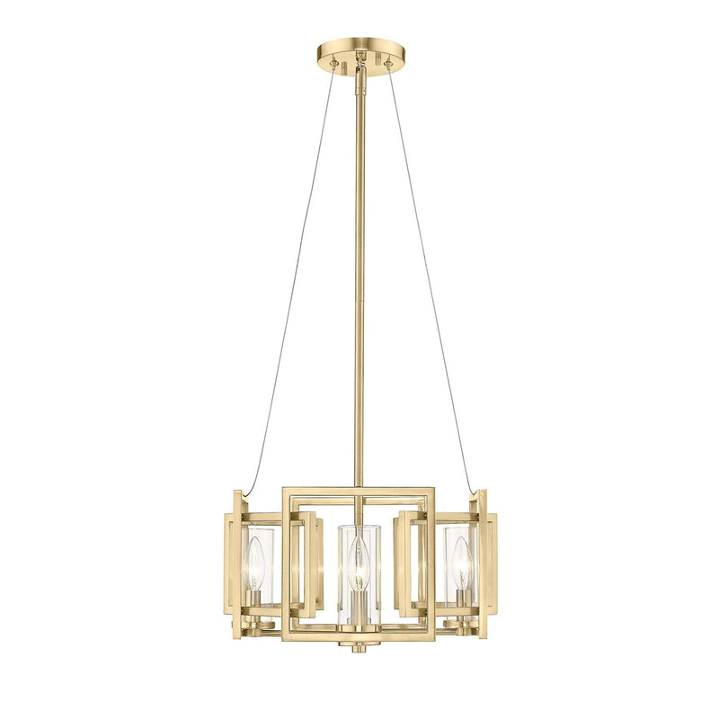 Golden Lighting Marco 16in 4-Light Pendant | Modern Brushed Champagne Brass and Clear Glass | Kitchen Island & Dining Room | Model 6068-4P BCB