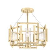 Golden Lighting Marco 16in 4-Light Pendant | Modern Brushed Champagne Brass and Clear Glass | Kitchen Island & Dining Room | Model 6068-4P BCB
