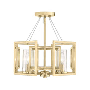 Golden Lighting Marco 16in 4-Light Pendant | Modern Brushed Champagne Brass and Clear Glass | Kitchen Island & Dining Room | Model 6068-4P BCB