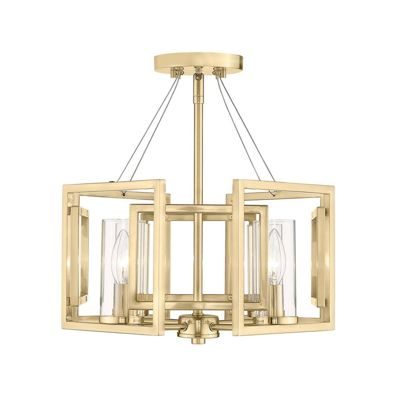 Golden Lighting Marco 16in 4-Light Pendant | Modern Brushed Champagne Brass and Clear Glass | Kitchen Island & Dining Room | Model 6068-4P BCB