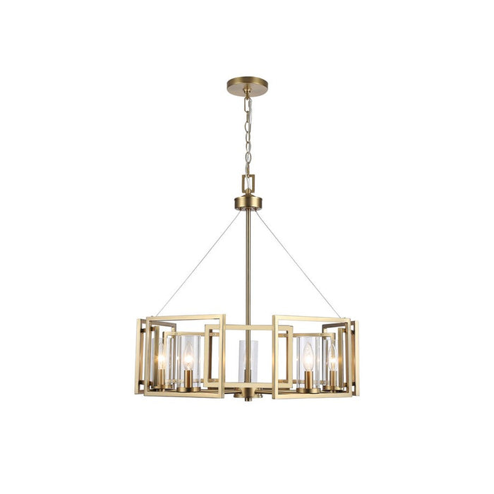 Golden Marco 5-Lt Chandelier, Brushed Champagne Bronze/Clear Glass - 6068-5BCB