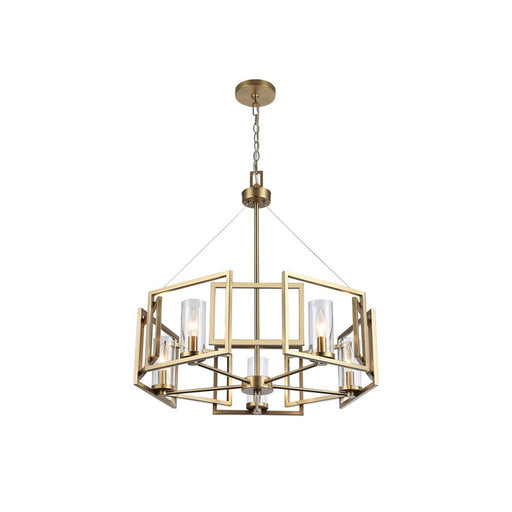 Golden Marco 5-Lt Chandelier, Brushed Champagne Bronze/Clear Glass