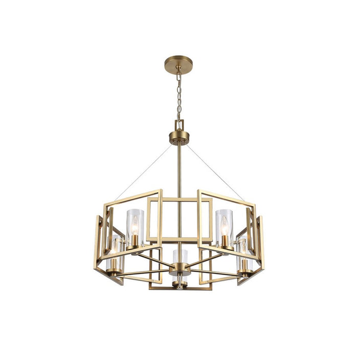 Golden Marco 5-Lt Chandelier, Brushed Champagne Bronze/Clear Glass