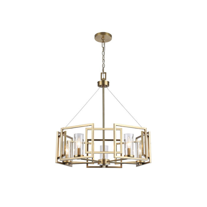 Golden Marco 5-Lt Chandelier, Brushed Champagne Bronze/Clear Glass