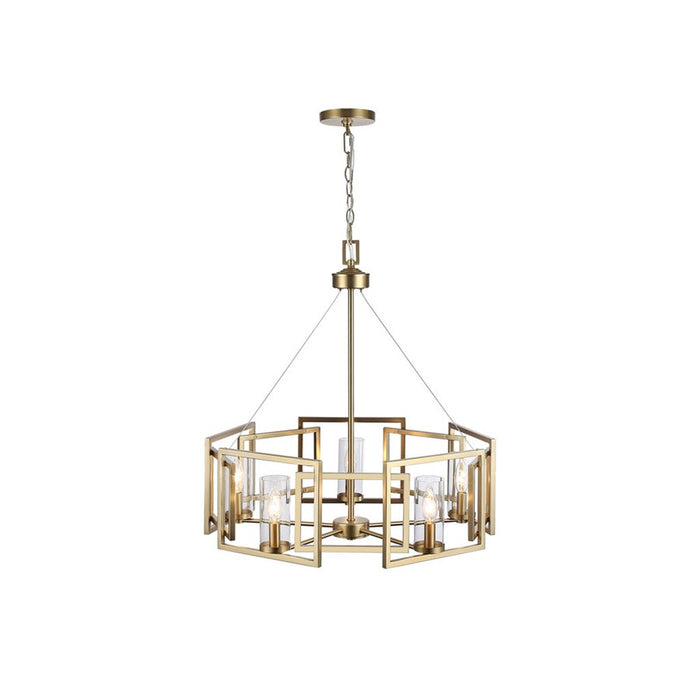 Golden Marco 5-Lt Chandelier, Brushed Champagne Bronze/Clear Glass