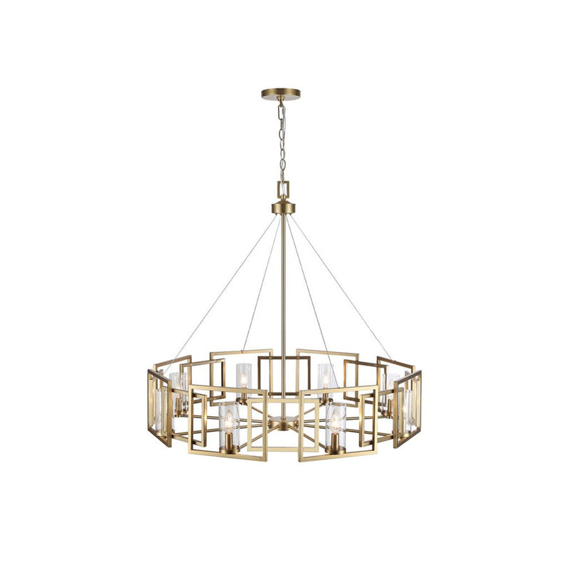 Golden Marco 8-Lt Chandelier, Brushed Champagne Bronze/Clear Glass