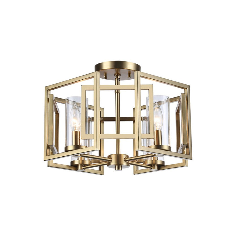 Golden Marco 4-Lt Flush Mount, Brushed Champagne Bronze/Clear Glass