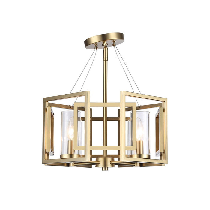 Golden Marco 4-Lt Semi-Flush, Brushed Champagne Bronze/Clear Glass