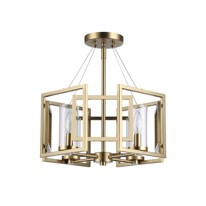 Golden Marco 4-Lt Semi-Flush, Brushed Champagne Bronze/Clear Glass
