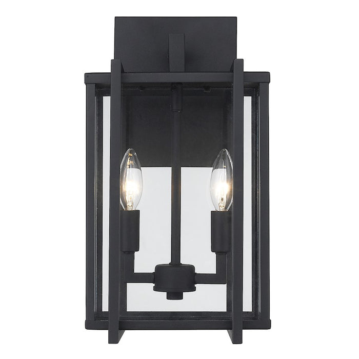 Golden Lighting Tribeca 2 Light Outdoor Sconce, Black(UV)/Clear