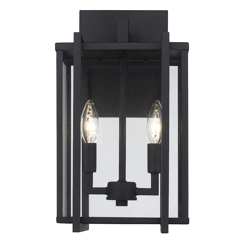 Golden Lighting Tribeca 2 Light Outdoor Sconce, Black(UV)/Clear
