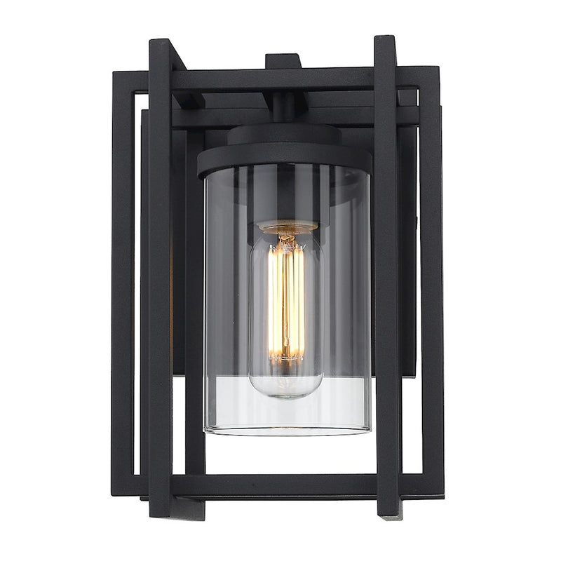 Golden Lighting Tribeca 1 Light Outdoor Sconce, Black(UV)/Clear