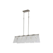 Golden Serenity 5-Lt Linear Pendant, Pewter/Hammered Water Glass - 6072-LPPW-HWG