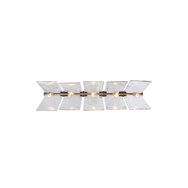 Golden Serenity 5-Lt Linear Pendant, Pewter/Hammered Water Glass