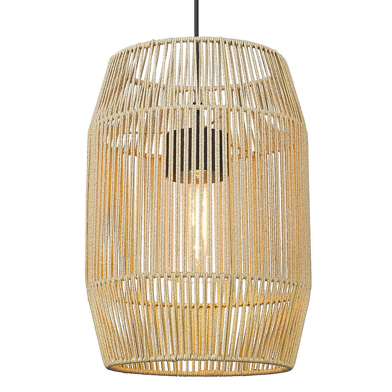 Golden Lighting Seabrooke 1 Light Outdoor Pendant, Natural Black