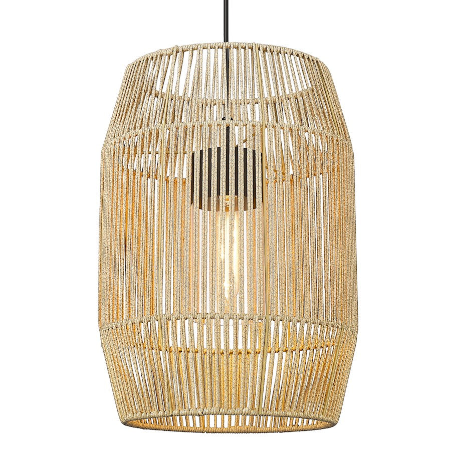 Golden Lighting Seabrooke 1 Light Outdoor Pendant, Natural Black