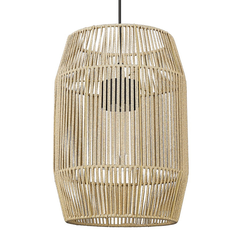 Golden Lighting Seabrooke 1 Light Outdoor Pendant, Natural Black