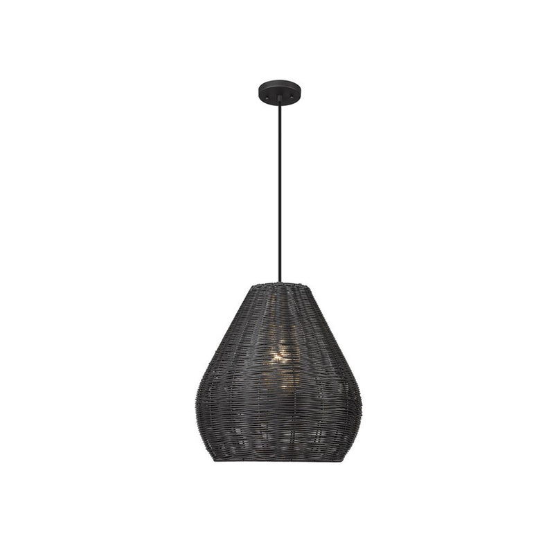 Golden Melany 1-Lt Outdoor Pendant, Natural Black/ Black Wicker