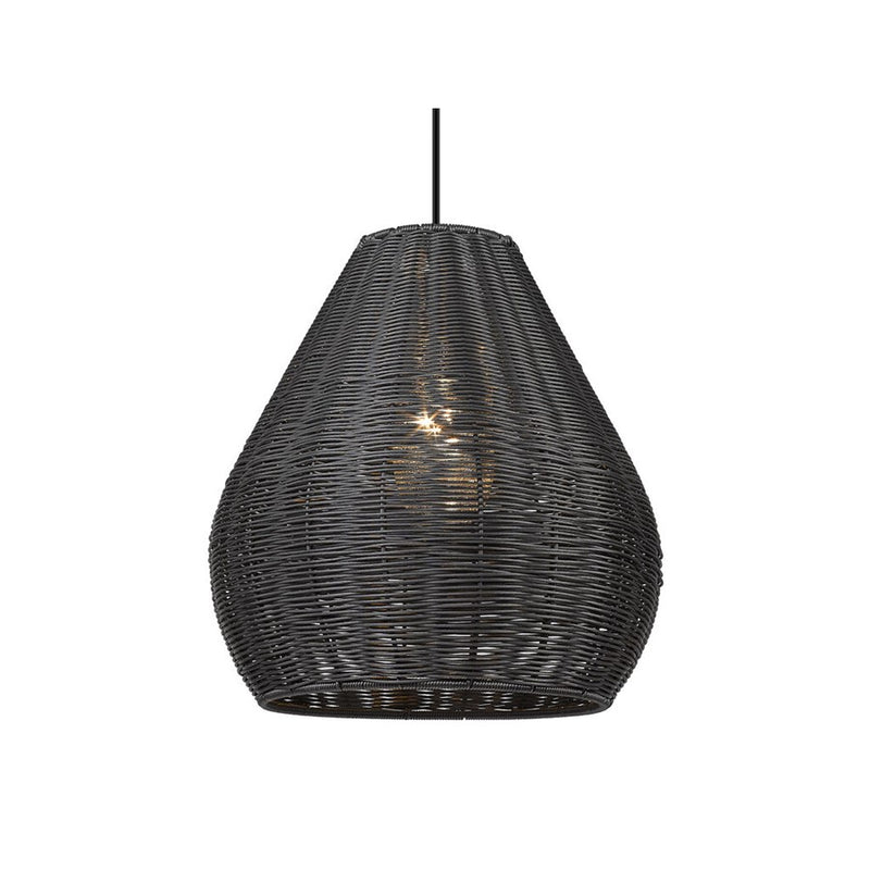 Golden Melany 1-Lt Outdoor Pendant, Natural Black/ Black Wicker