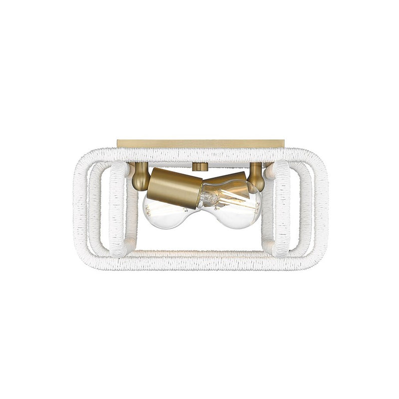 Golden Camden 2-Lght Flush Mount, Champagne Bronze/Raphia Rope