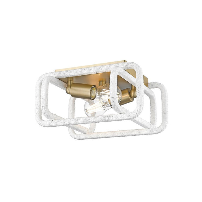 Golden Camden 2-Lght Flush Mount, Champagne Bronze/Raphia Rope