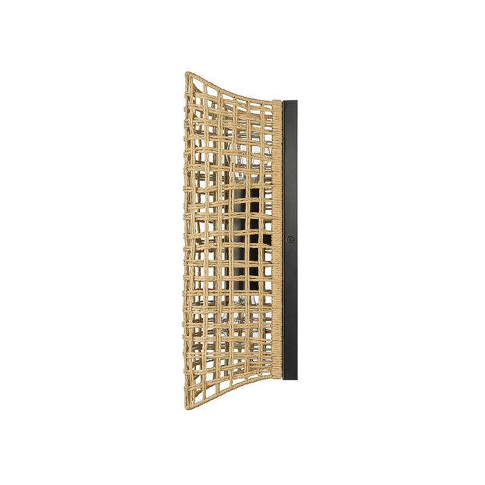 Golden Layney 2-Light Wall Sconce, Matte Black/Natural Raphia