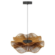 Golden Lighting Whisper 24in LED Pendant | Bohemian Latte Rope and Steel | Kitchen Island & Dining Room | 23.63 x 23.63 x 8.5 in | Model 6300-24 LAT