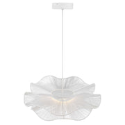 Golden Lighting Whisper 24in 1-Light Pendant | Bohemian Matte White and Rope | Kitchen Island & Dining Room | Model 6300-24 WHT