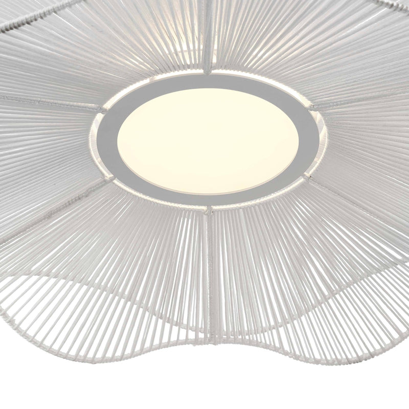 Golden Lighting Whisper 24in 1-Light Pendant | Bohemian Matte White and Rope | Kitchen Island & Dining Room | Model 6300-24 WHT