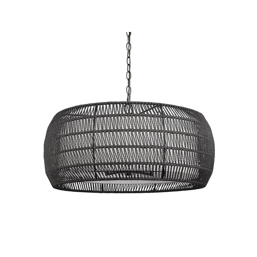 Golden Everly 6-Lt Chandelier, Matte Black/Modern Black Rattan - 6805-6BLK-MBR
