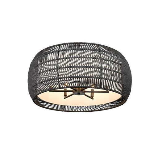 Golden Everly 6-Lt Semi-Flush, Matte Black/Modern Black Rattan