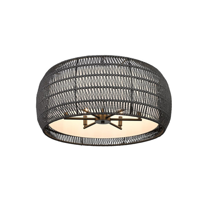 Golden Everly 6-Lt Semi-Flush, Matte Black/Modern Black Rattan