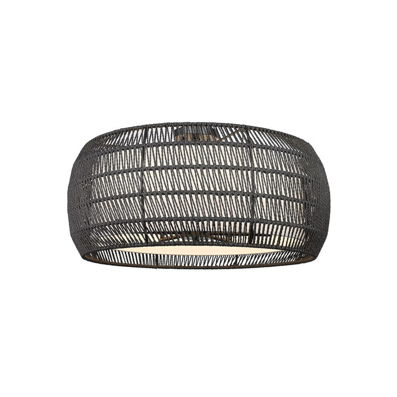 Golden Everly 6-Lt Semi-Flush, Matte Black/Modern Black Rattan