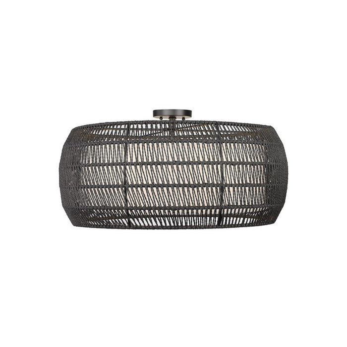 Golden Everly 6-Lt Semi-Flush, Matte Black/Modern Black Rattan