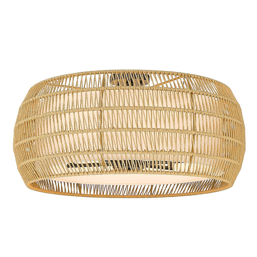 Golden Lighting Everly Semi-Flush, Black/Natural Rattan