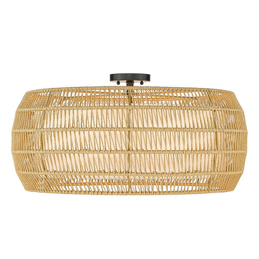 Golden Lighting Everly Semi-Flush, Black/Natural Rattan